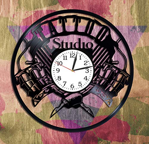 Kovides Tattoo Studio Wall Art Lp Vinyl Retro Record Wall Clock Exclusive Tattoo Salon Gift Birthday Gift For Man Tattoo Studio Clock Xmas Gift Idea For Woman Wall Clock Modern #TOP1