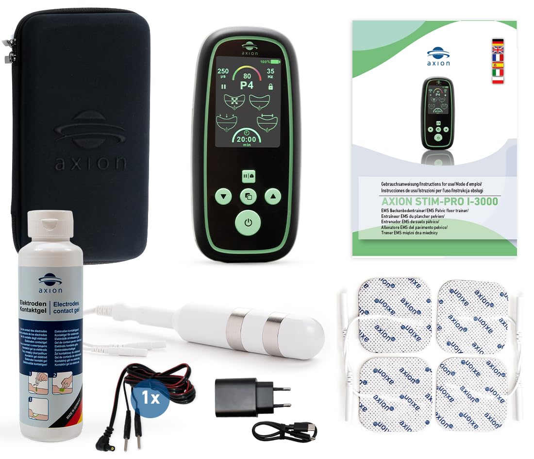 Entraineur du plancher pelvien axion® I-3000 pour femmes | Appareil Kegel EMS avec sonde vaginale pour incontinence | 4 programmes, 80 intensités, Batterie rechargeable – Dispositif médical certifié