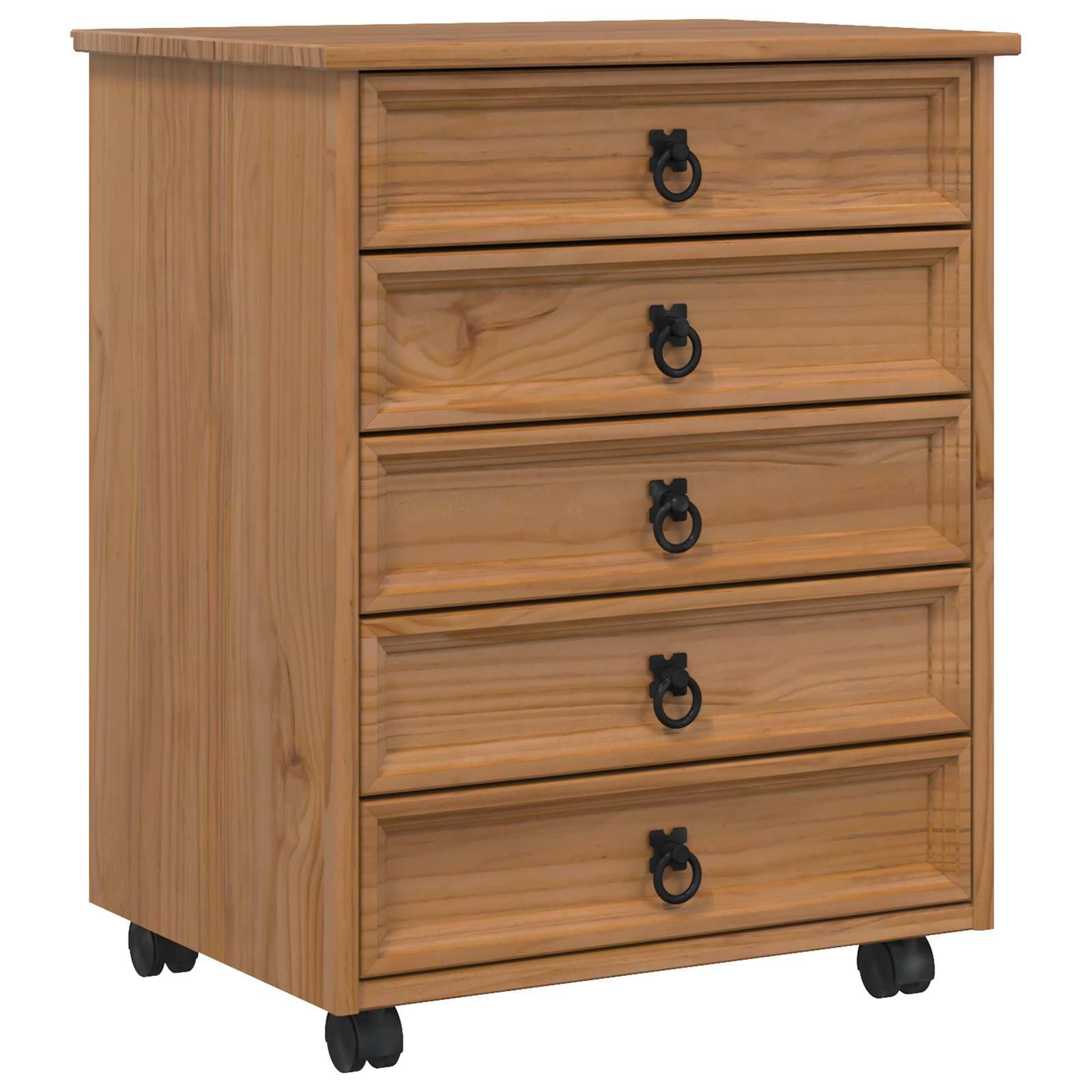 vidaXL Armadietto Rotolante con Cassetti CORONA Marrone Miele, Spazio ampia per salotto, ufficio, hobby, design rustico con mobiletto e cassetto, facile da pulire