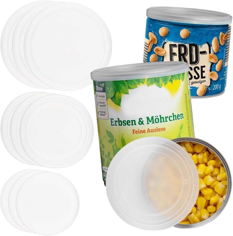 AIKANJA Home | Dosendeckel/Konservendeckel - Set 12 Stück, Deckel in vier Grössen Universaldeckel aus transparenten Kunststoff für Lebensmittel | auch für Katzenfutter/Hundefutter 400g / 800g