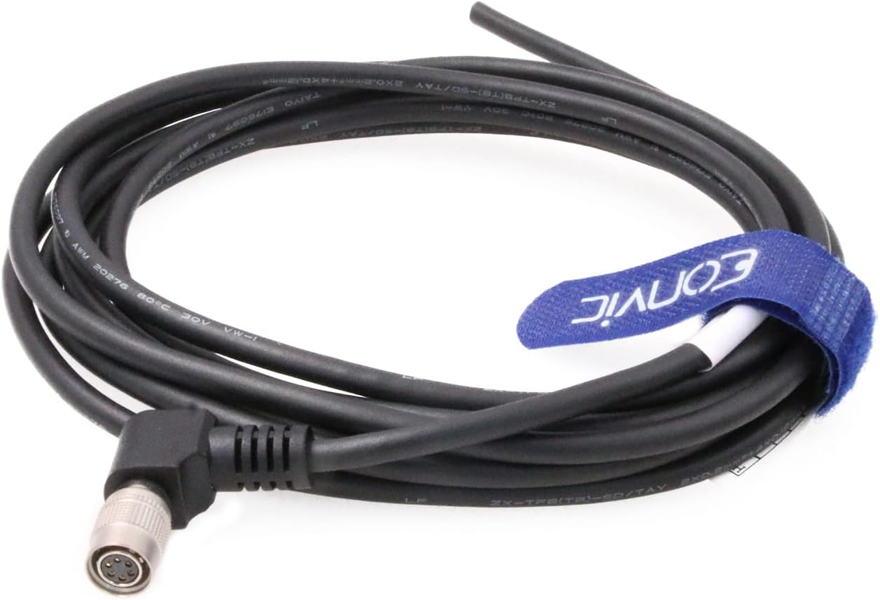 Eonvic Power I/O Cable HR10A-7P-6S Right Angle Hirose 6 Pin Female to Flying Shielded Trigger Cable for Basler Sony CCD XC-75 Industrial Camera