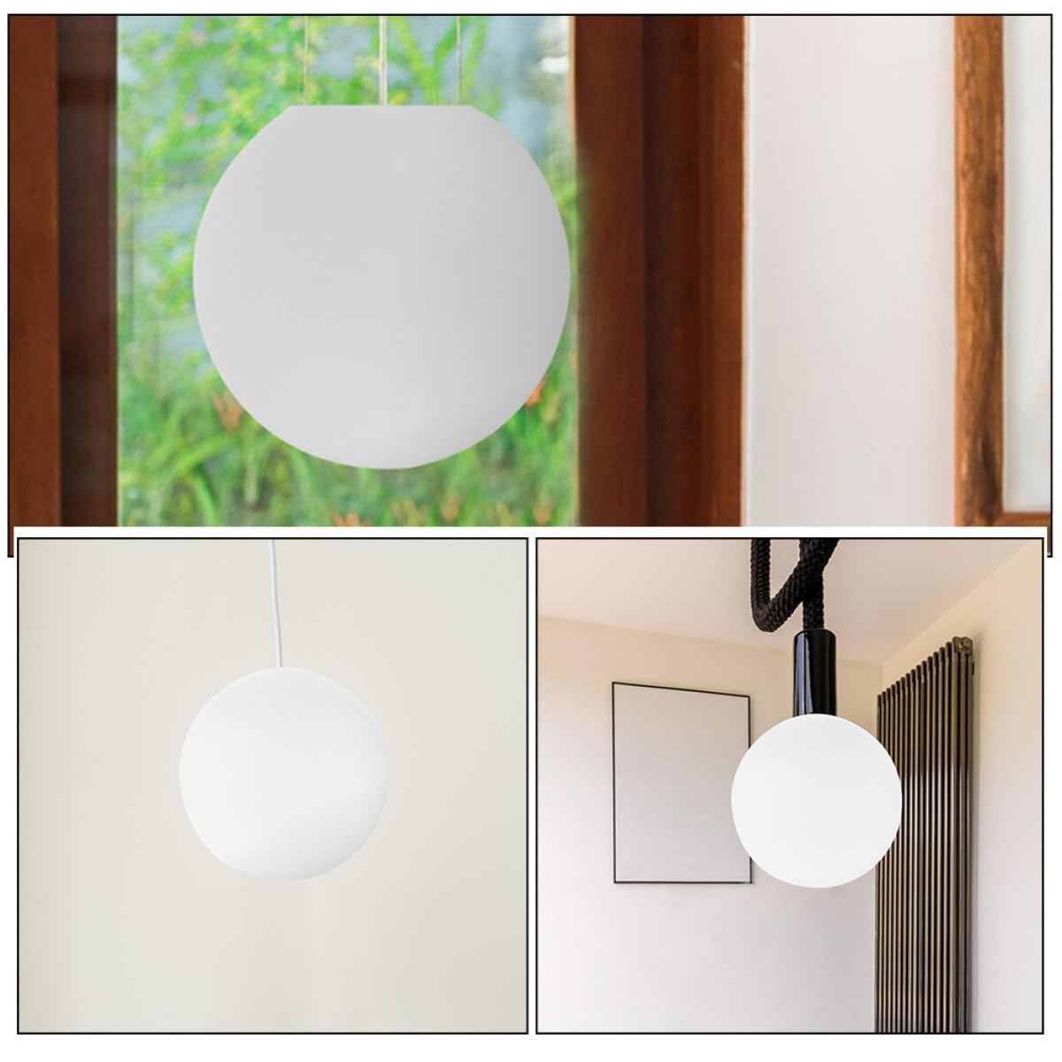 Ciieeo Abat-jour en Verre Blanc Opalin Rond pour Lampe Globe, Design Moderne Minimaliste, Réduit L'éblouissement, Facile à Nettoyer, pour Salles à Manger et Salons