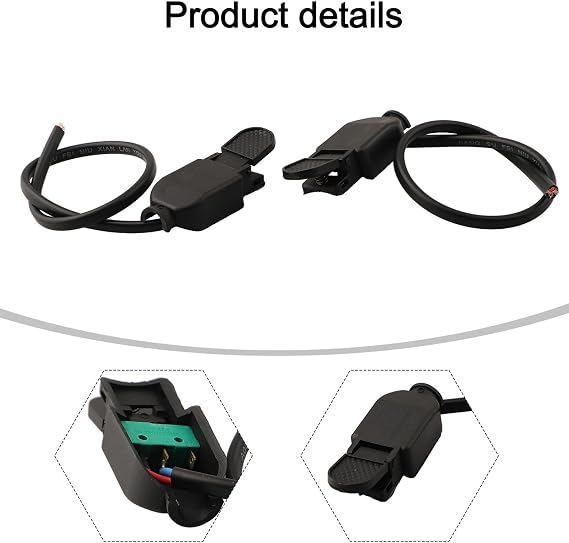 2-Pack TIG Welding Torch Trigger Switch Button with Micro-Switch for Plasma Cutting Torch, AC 250V / 5A, Black Plastic, 185mm Length
