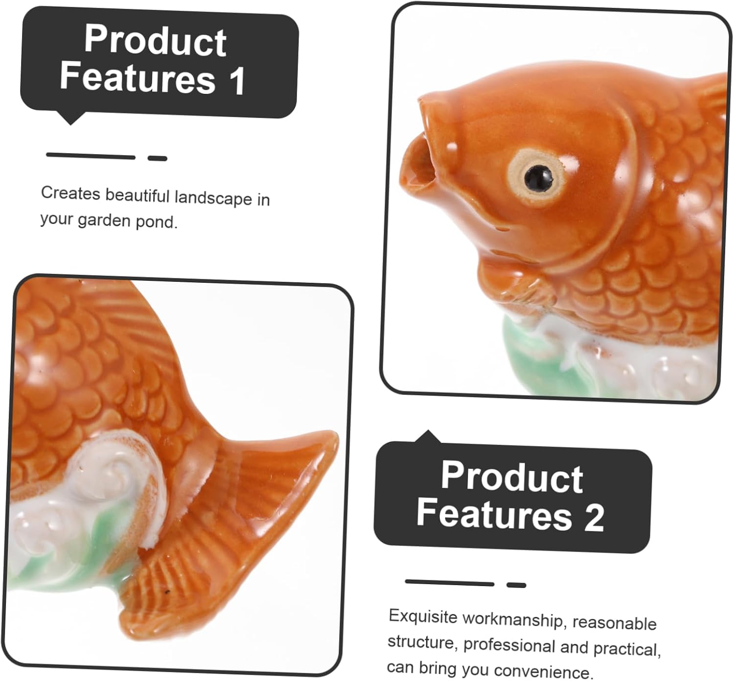 GALPADA 2pcs Garden Carp Decor Ceramic Fountain Nozzle Replacement Sprinkler Outdoor Water Fountains Accessory