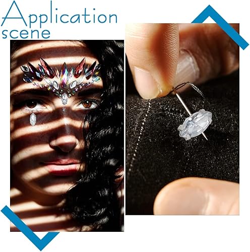 Miniatura 3 de PH PandaHall 200 piezas de 4 tamaños para coser en ojo de caballo, diamantes de imitación acrílicos facetados con parte trasera plana con hallazgos