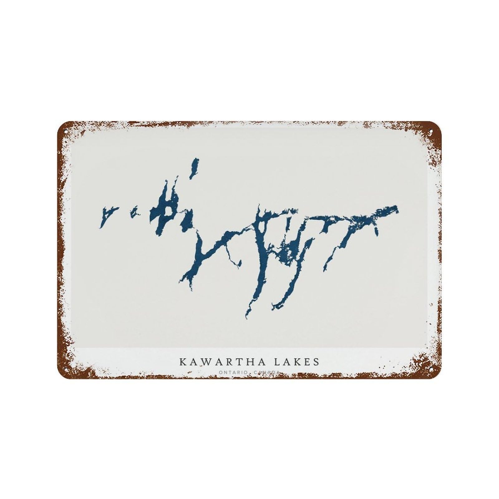 xiaoxiaoshen Kawha Lakes Lake Map Ontario (2) Wall Decor Art Metal Tin Poster Modern Home Decor Art Home Bar Shop Decorations Vintage Sign 20x30cm