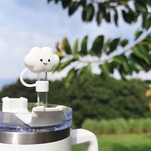 Miniatura 2 de Funda de popote compatible con vaso Stanley de 30 y 40 onzas, 4 tapas grandes para popotes de nube para accesorios de copa Stanley, protector de