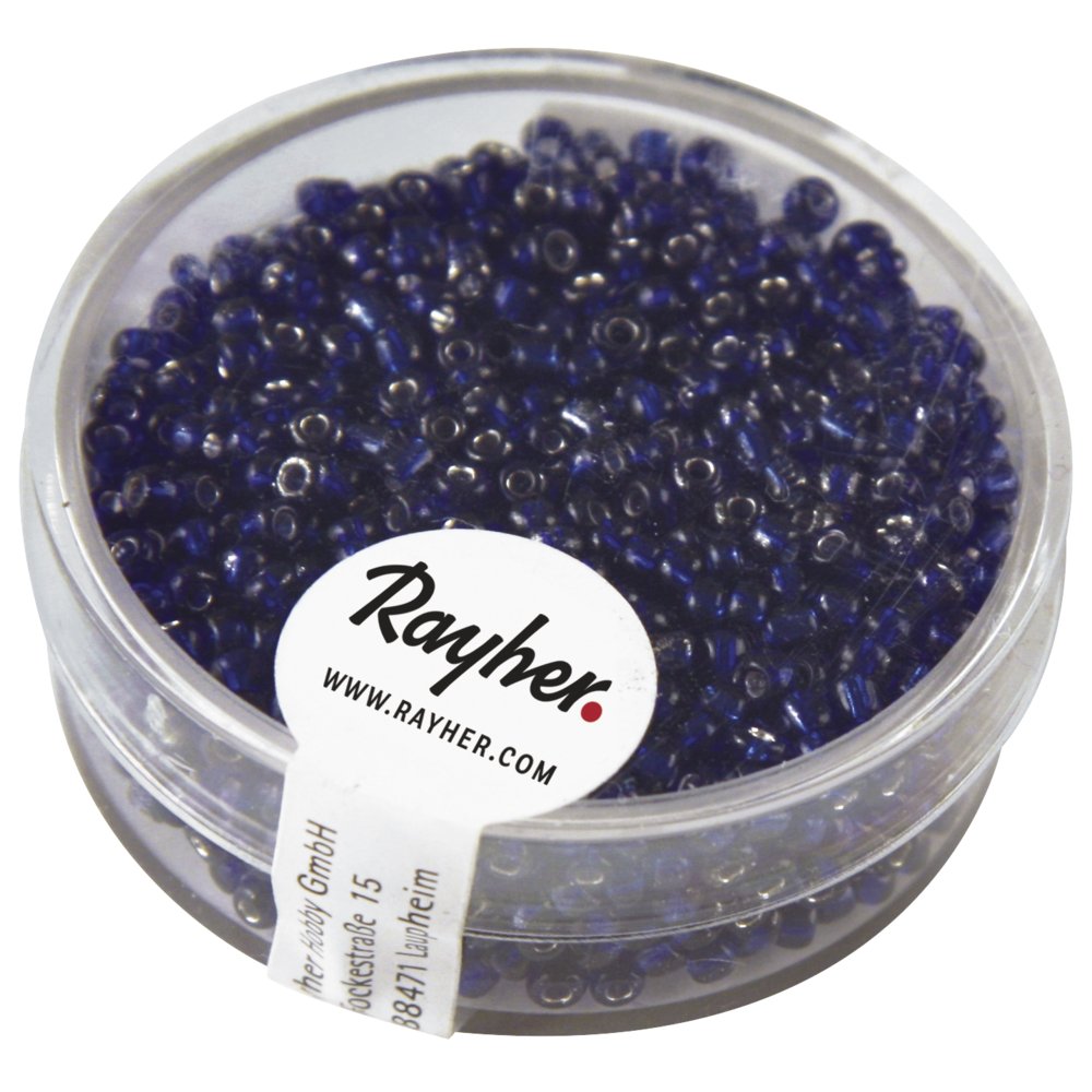RAYHER Hobby Rayher 1406410 Seed Beads 2 mm Diameter with Silver Insert Dark Blue