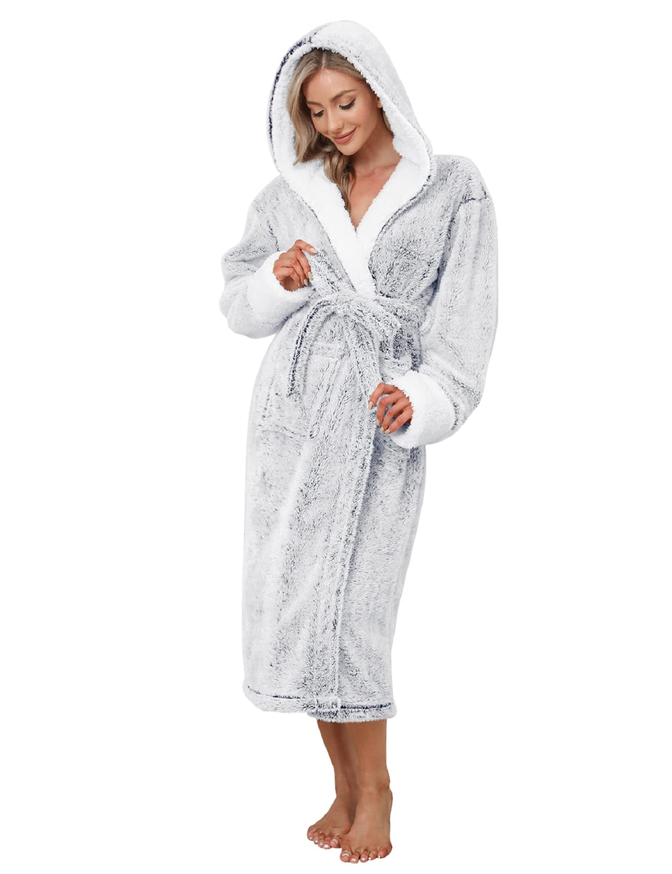Nadeer Bata Con Capucha para Mujer, De Baño De Felpa Suave, De Casa Ropa De Salón Albornoz