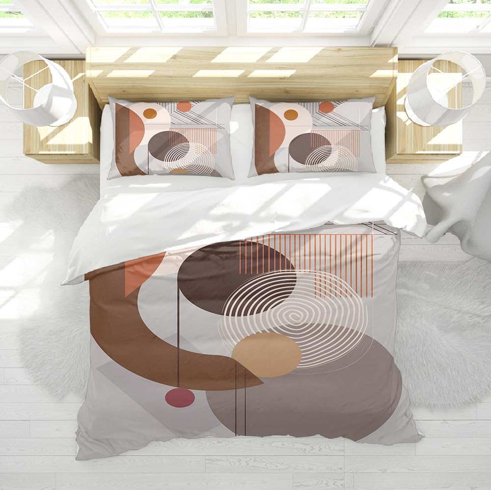 Housse de couette art abstrait boho 155x220cm en microfibre géométrique