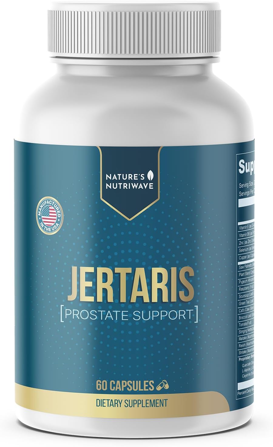 Jertaris – Daily Botanical & Nutrient Supplement with Saw Palmetto, Pygeum, Nettle, Zinc & Mushroom Blend – Natural Non-GMO Formula – Made in USA – 60 Capsules, 1 Month Supply