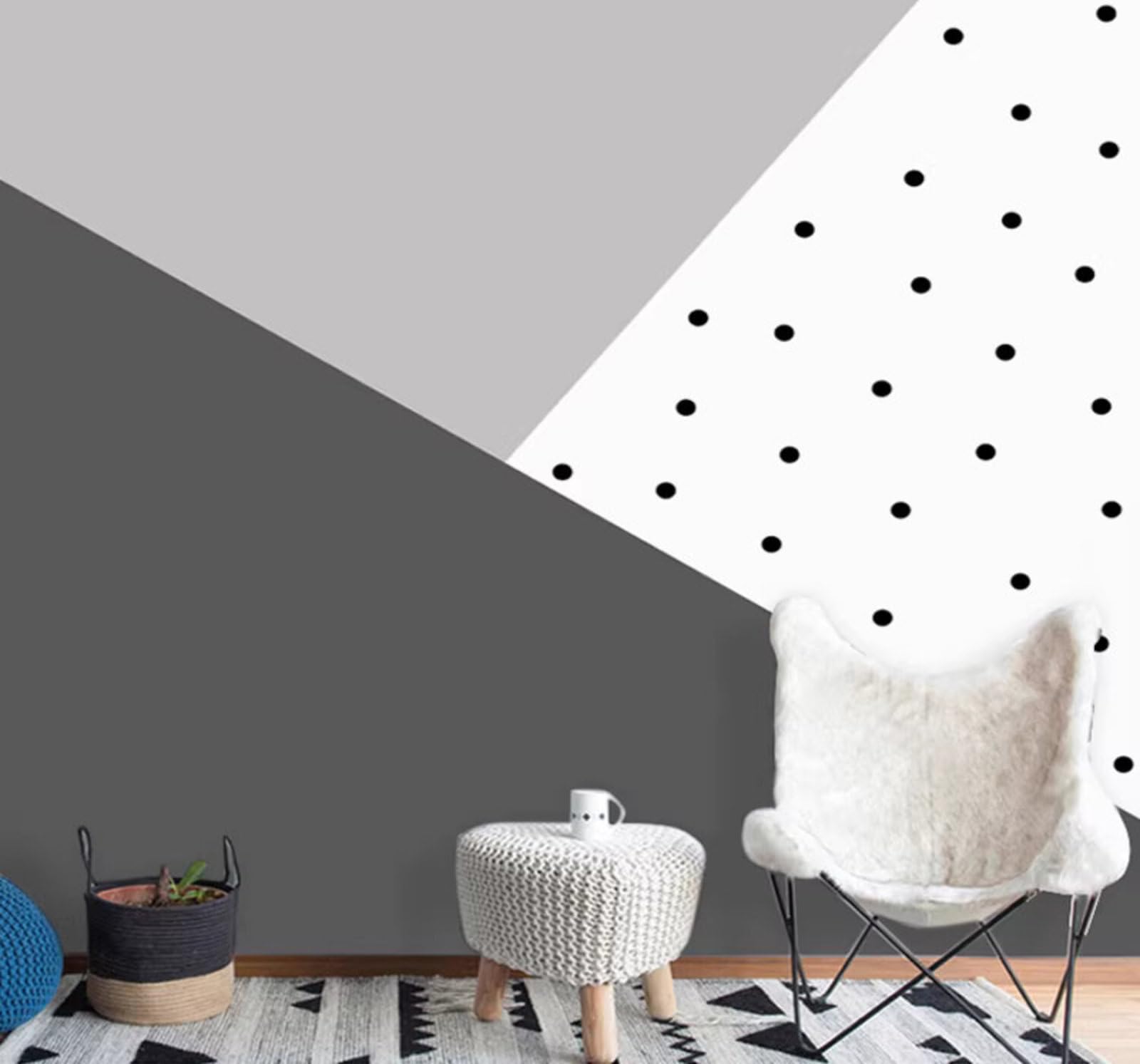Minimalist Creative Black and White Geometric Unique 3D Wallpaper Easy Install Feature Office Living Room Sofa Bedroom TV Background Wall Decoration-150cm×105cm