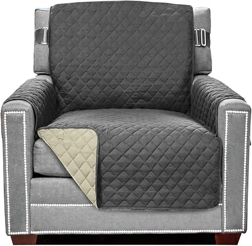 Vista 363 de Sofa Shield Funda de sofá con correa, reversible, resistente a las manchas y al desgarro, funda acolchada de microfibra, lavables, asiento de 78