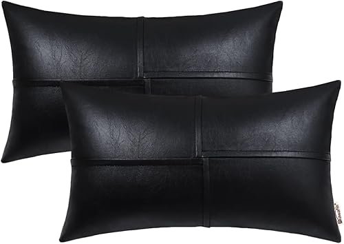 Miniatura 129 de BRAWARM Fundas de almohada de piel sintética de 20 x 20 pulgadas, paquete de 2, fundas de almohada de cuero crema, almohadas decorativas de cuero
