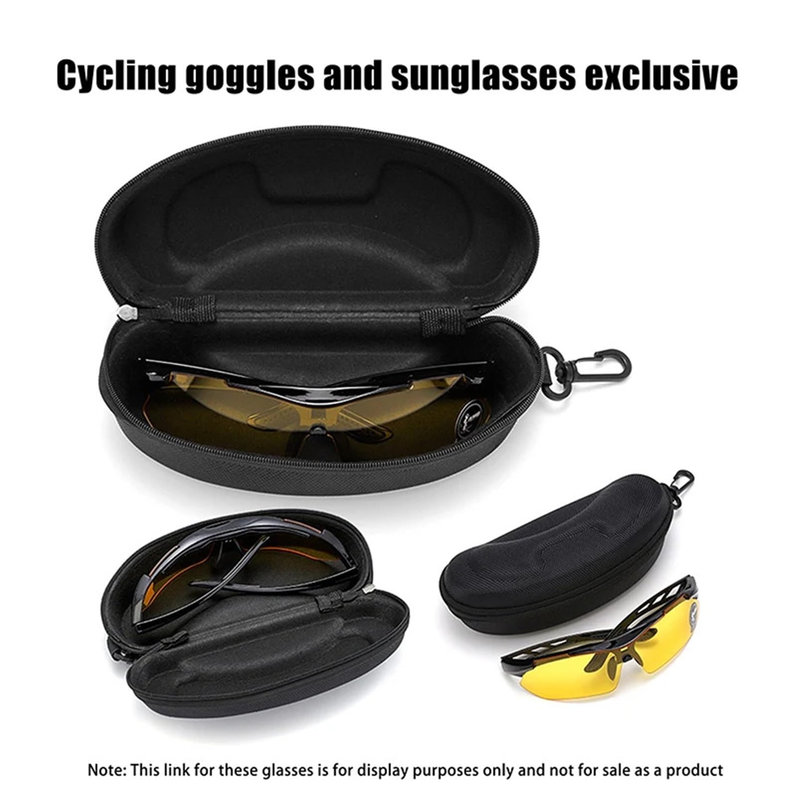 funda gafas Estuche Portátil For Gafas Con Mosquetón Protector Rígido For De Sol Negras Cremallera