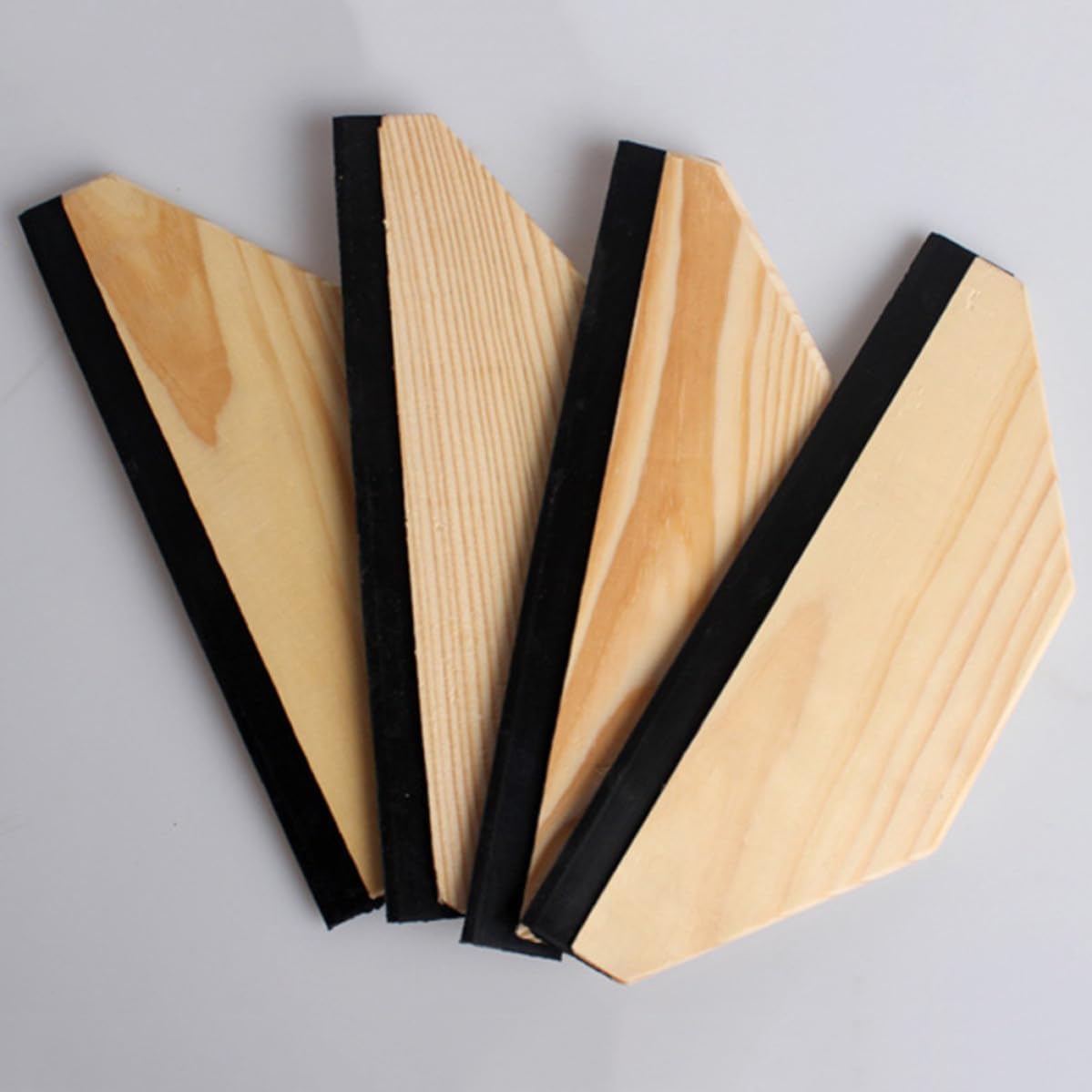 5 Pcs Plastic Wall Sticker Scraper with Wood Handle, Film Applying Tool for Car and Wall, Easy to Apply and Remove Adhesive and Film, Smooth Edge for Indoor and Outdoor Use