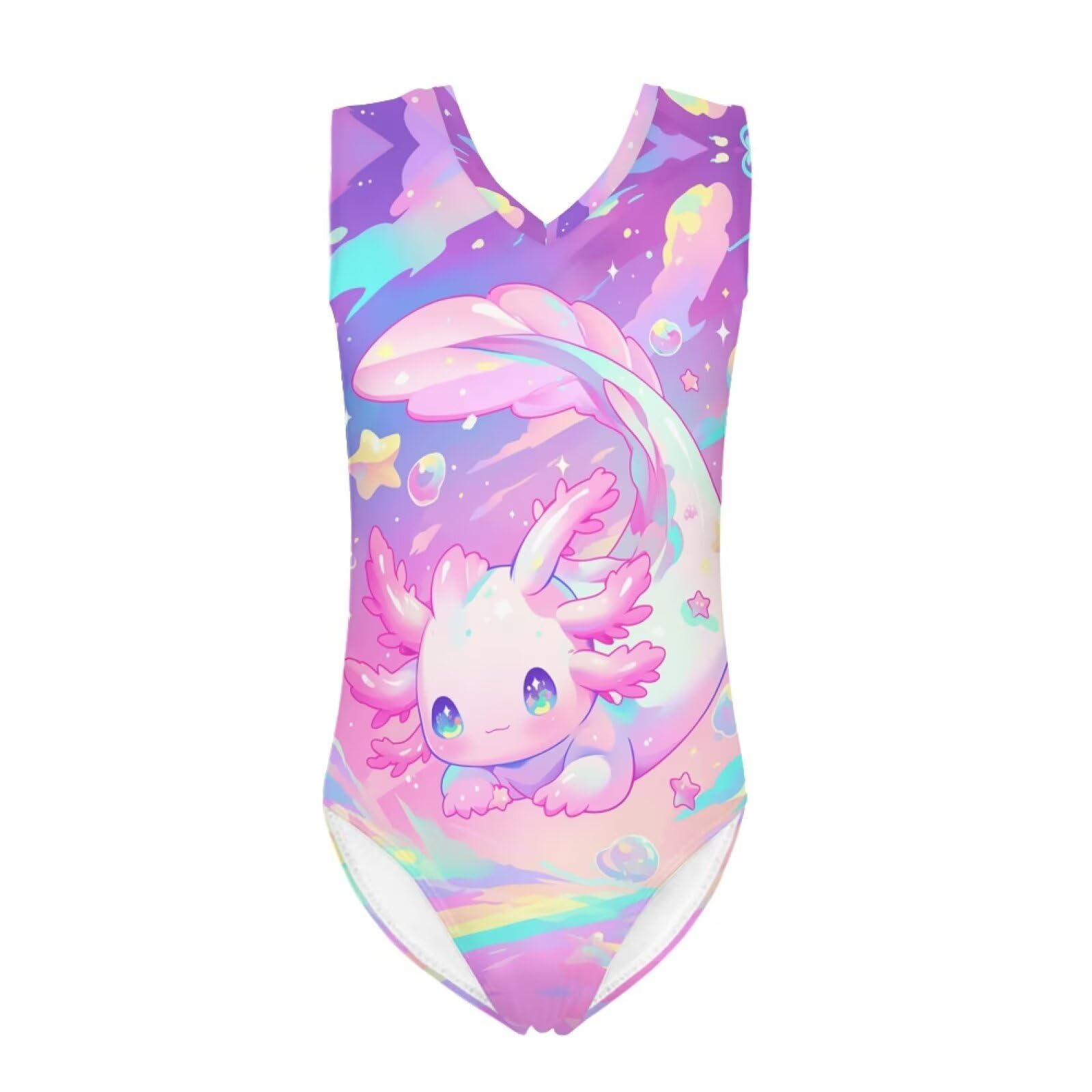 Girls Swimsuits Size 3-14 Kids Summer Sleeveless One Piece Bathing Suit Beach V-Neck