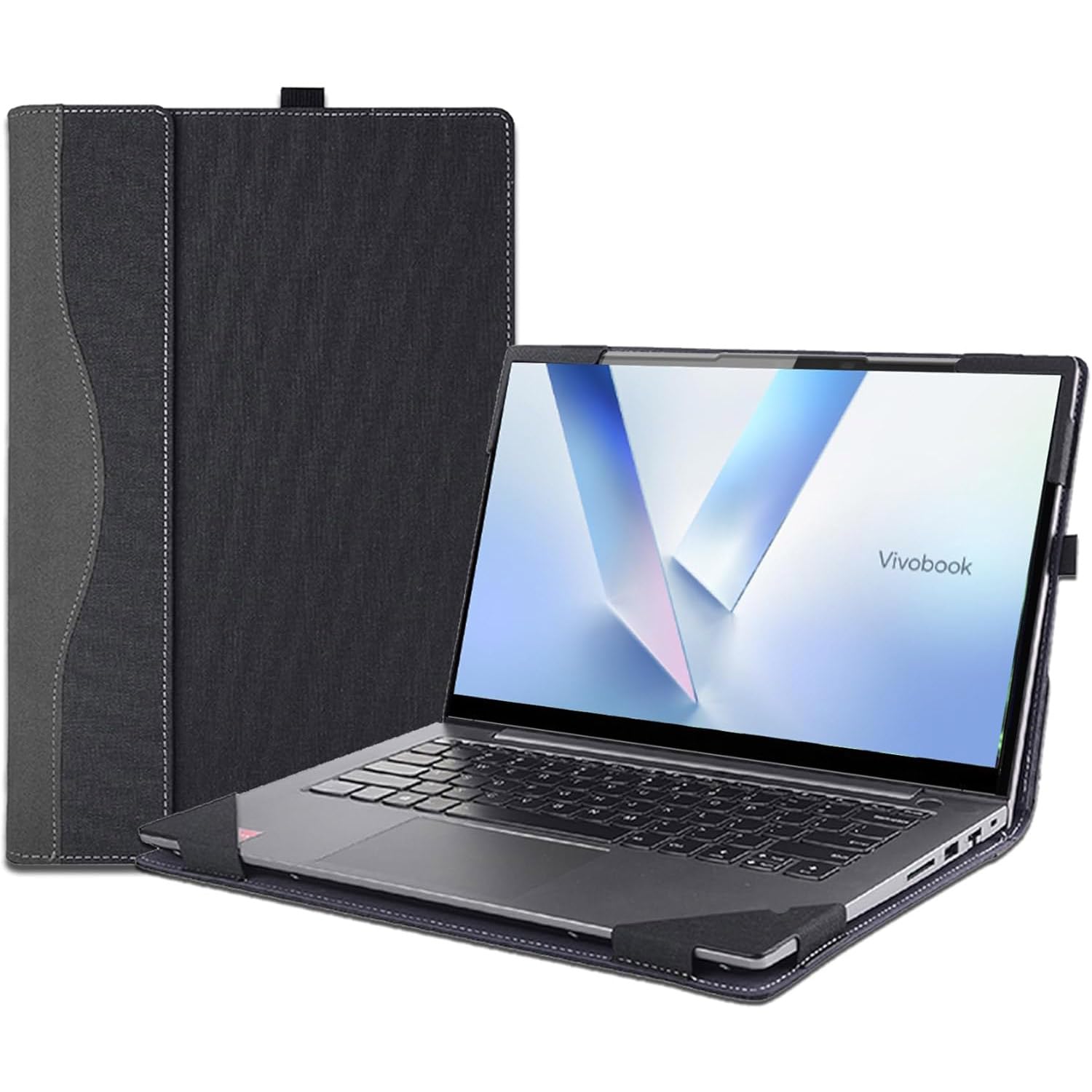 Custodia protettiva per computer portatile ASUS Vivobook 16 (M1607/X1607) e S16 (M3607/S3607) in pelle PU, custodia protettiva staccabile per notebook, PC, borsa accessori (grigio scuro)