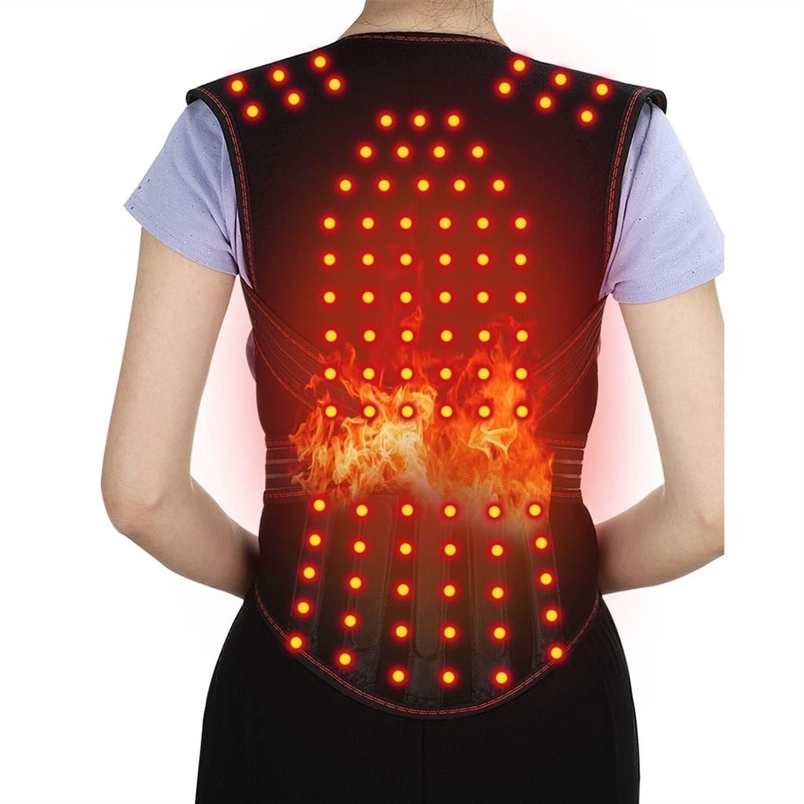 Faja Lumbar Cinturón De Soporte Espalda Completo con Calefacción Elfo, 108 Piezas Imanes, Chaleco Cintura Y Autocalentamiento, Lumbar para Columna Vertebral Soporte Lumbares(Large)