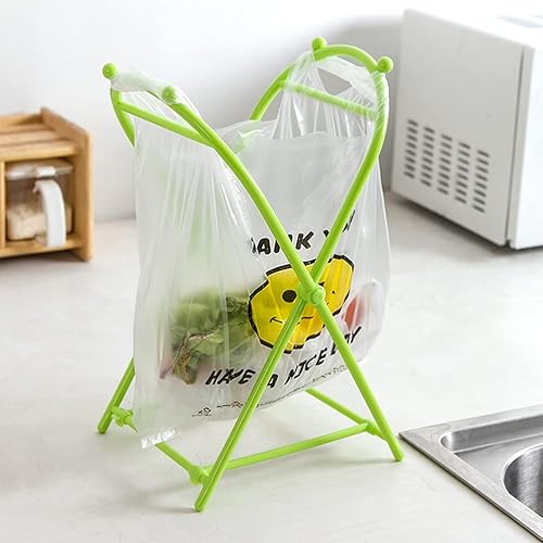Miniatura 8 de Kichvoe Soporte de escritorio Soporte para bolsas de basura: Estante de basura Estante de bolsa de plástico Estante portátil colgante de alambre de