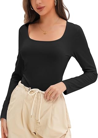 Womens Long Sleeve Shirt Pullover Out Basic Tee Clothing