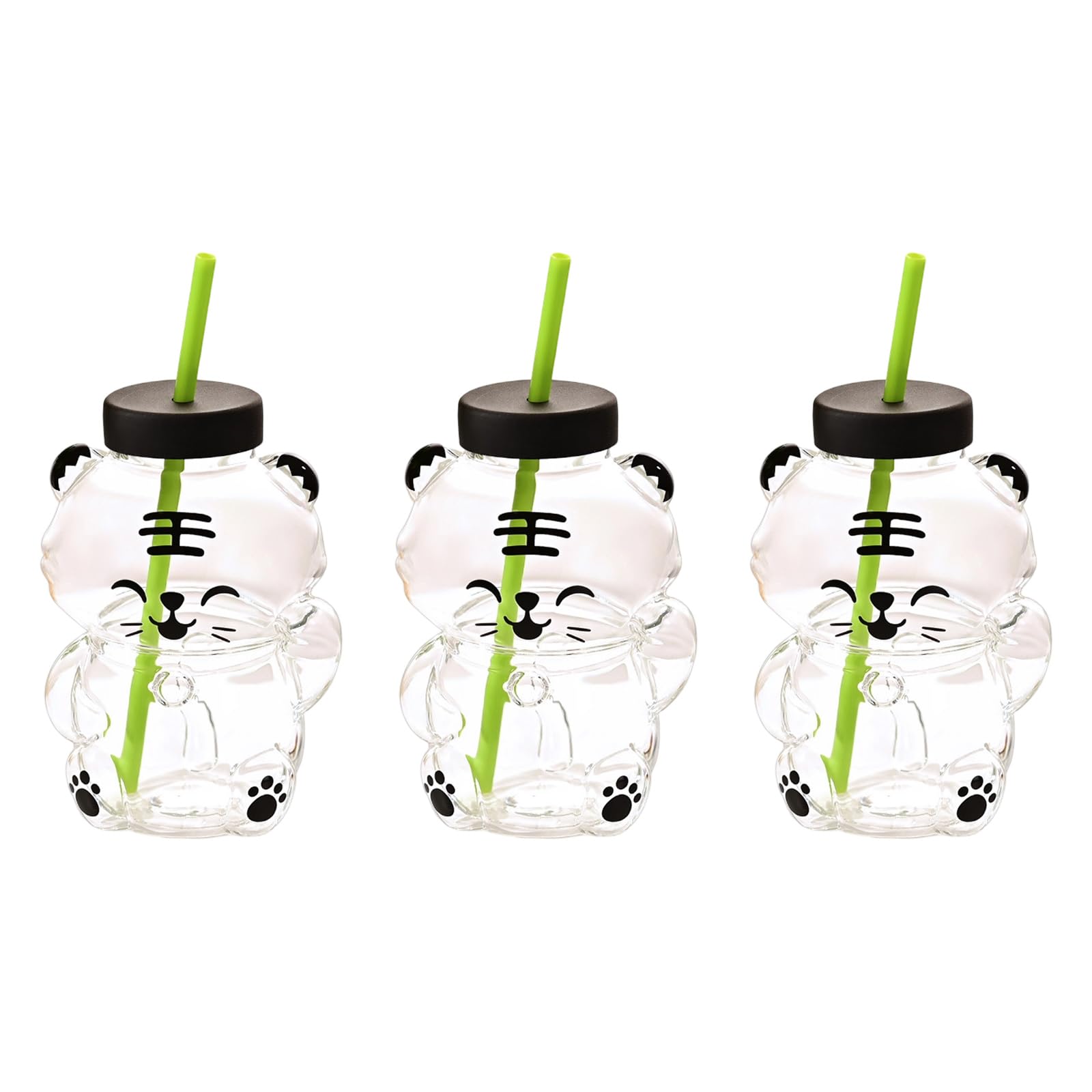 Taza de cristal fácil de usar, adorable forma de oso, a prueba de derrames, construcción resistente para bebidas frías y calientes, adorable diseño de oso, tapa a prueba de fugas, segura