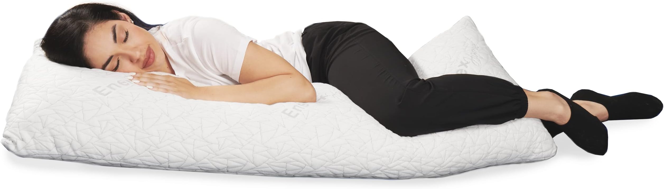 EnerPlex Body Pillow for Adults - Adjustable 54 x 20 Inch Long Pillow Shredded Memory Foam Pillows w/Plush Viscose Cover for Adults & Kids - Pregnancy Pillow for Sleeping