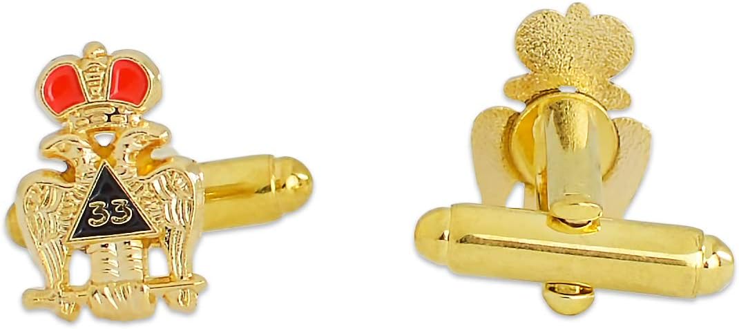 33rd Degree Crowned Double Headed Eagle Masonic Cuff Link Pair - [Gold][1/2'' Tall]