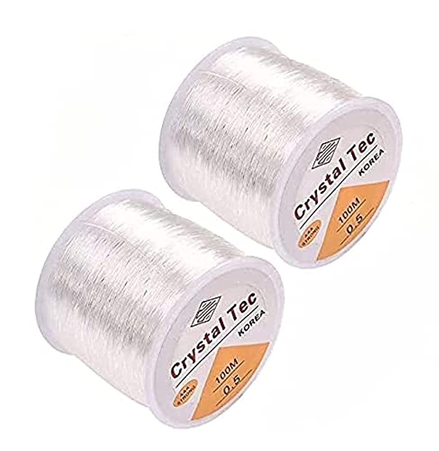 Grab Mantra GrabMantra DIY SET OF 2 (100 M) Strong Crystal Elastic Stretch Polyester Threads Beading String Cords For Jewelry Bracelets Necklace Making Length, best gift for Kids(Clear Thread)