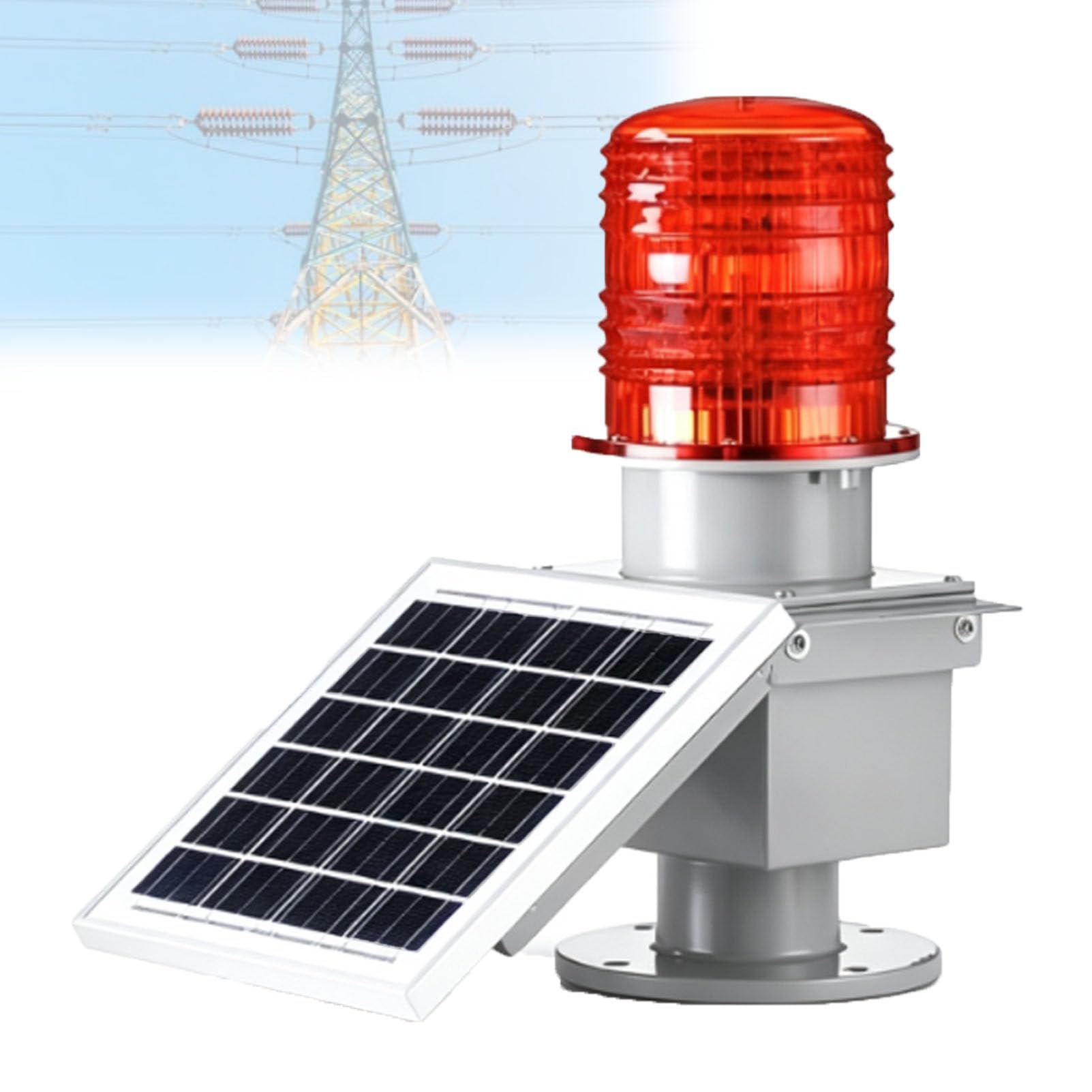 Luz de Advertencia Solar estroboscópica, luz de Advertencia Intermitente de 15W led con PC de aleación de Aluminio, luz Intermitente Solar de Encendido/Apagado automático para Puentes, techos y Torr