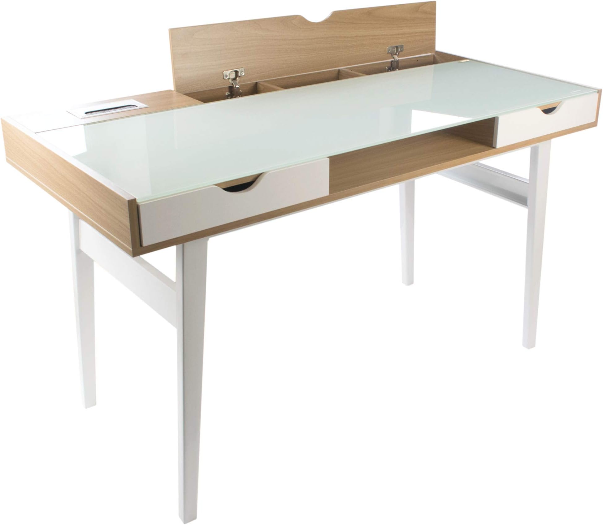 Accord CED-302 Contemporary and Elegant Home Office Study Freestanding Glass and Wood Desk