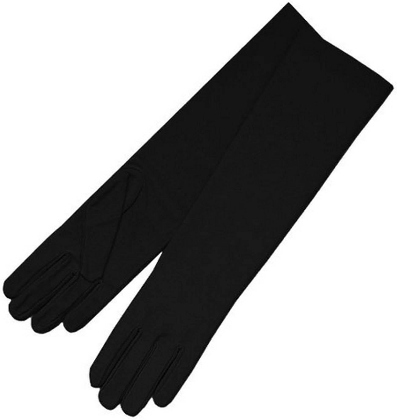 Classy Black Satin Elbow Length Gloves Large (814) and Length 11 3/4 inches