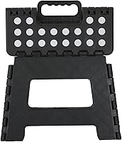 Vista 3 de Home Basics Taburete plegable grande de plástico con puntos antideslizantes, color negro