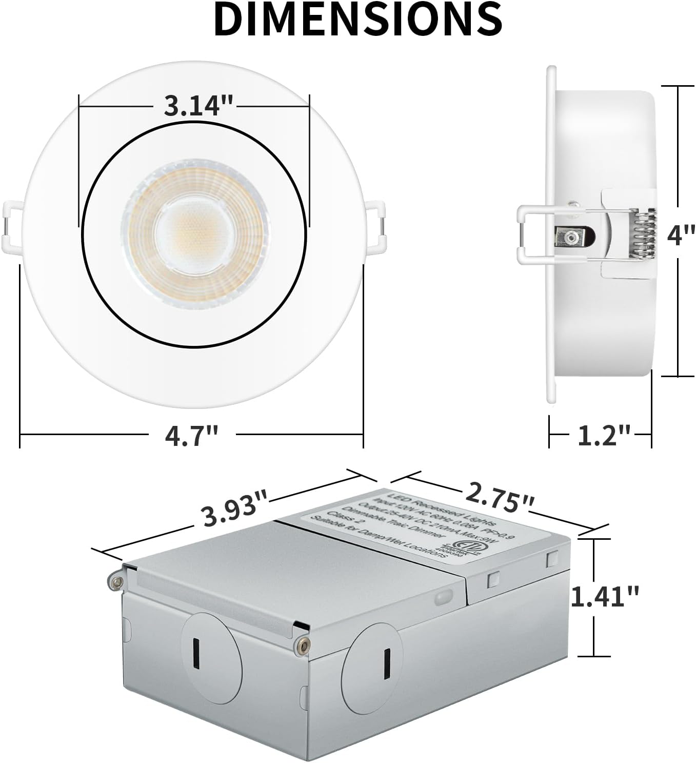 KnLnny Ware 4 Inch Led Recessed Lights 6 Pack,Ajustable Led Eyeball Gimbal Lights,4 Inch Ceiling Light with Junction Box,5CCT Selectable,9W 750LM,Dimmable