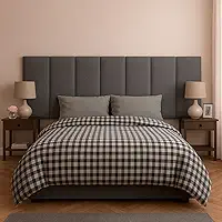 Cabeceira 8 Módulos Estofados Placa Cama Box Adesiva Queen (Cinza)