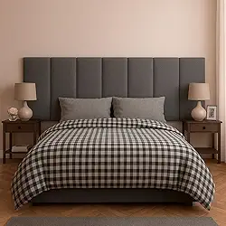 Cabeceira 8 Módulos Estofados Placa Cama Box Adesiva Queen (Cinza)