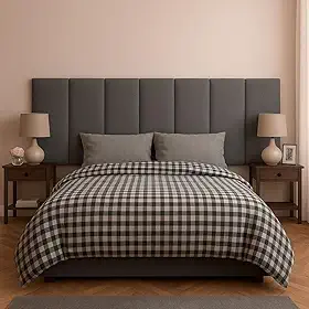 Cabeceira 8 Módulos Estofados Placa Cama Box Adesiva Queen (Cinza)