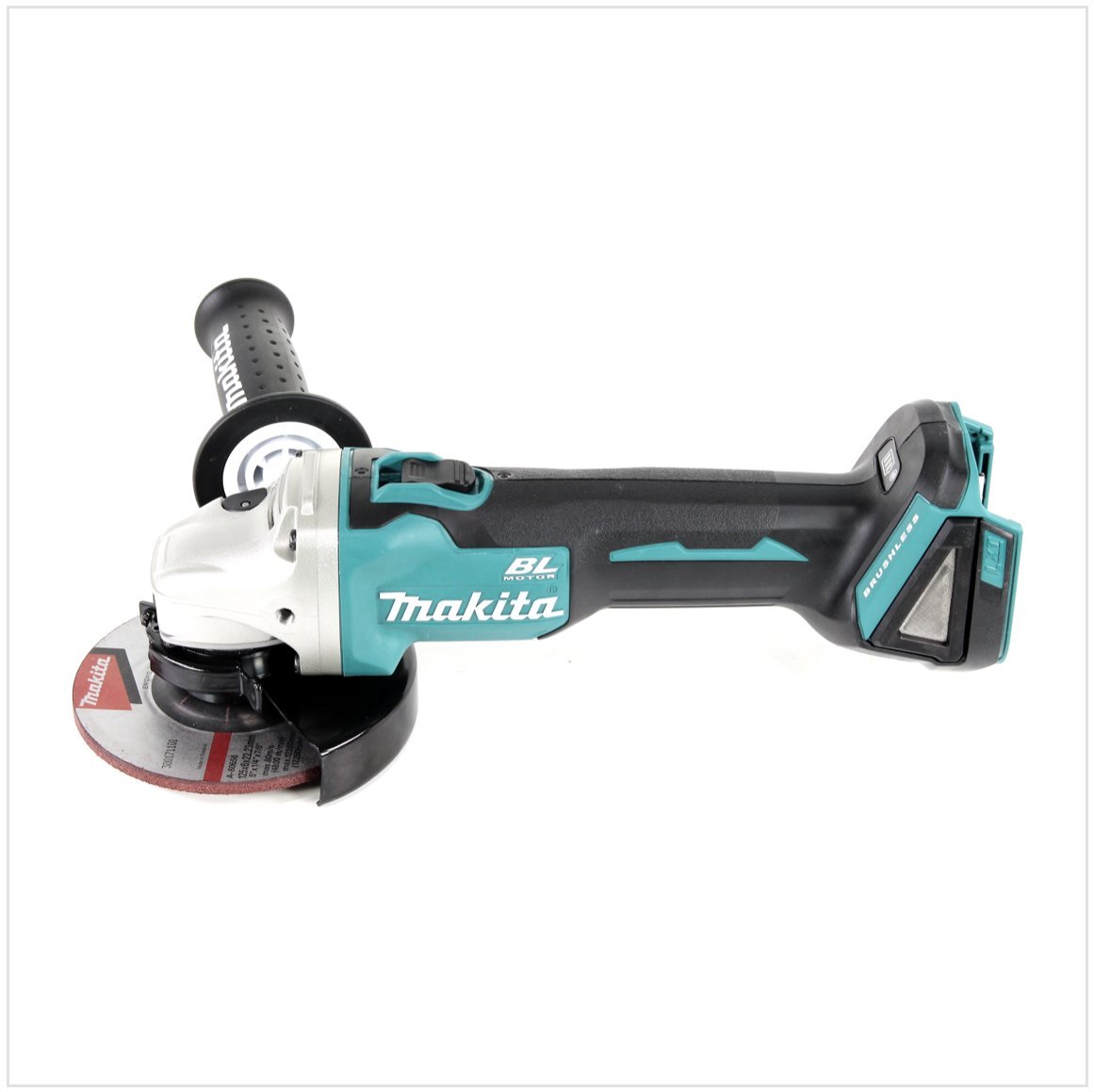 Makita DGA 504 RT1J - Amoladora angular con batería, 18 V, 125 mm, sin escobillas, 1 batería de 5,0 Ah, cargador y Makpac
