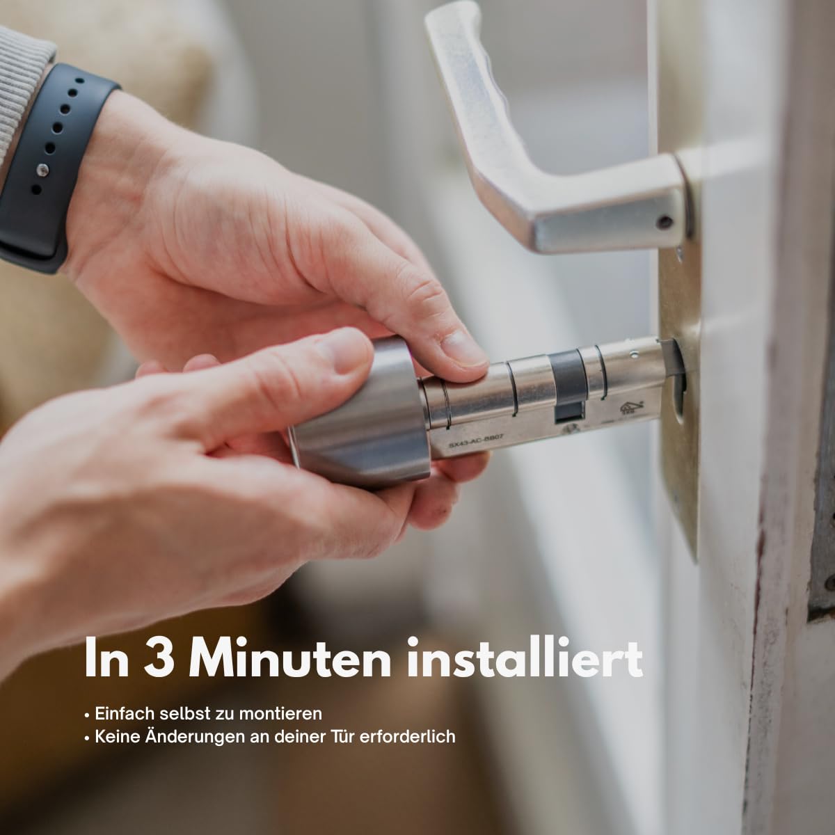 Bold – Elite Smart Lock Zylinder SX33 – Intelligentes Türschloss ohne Schlüssel – Bluetooth & WLAN – Einfache Installation – App-Steuerung – Silber