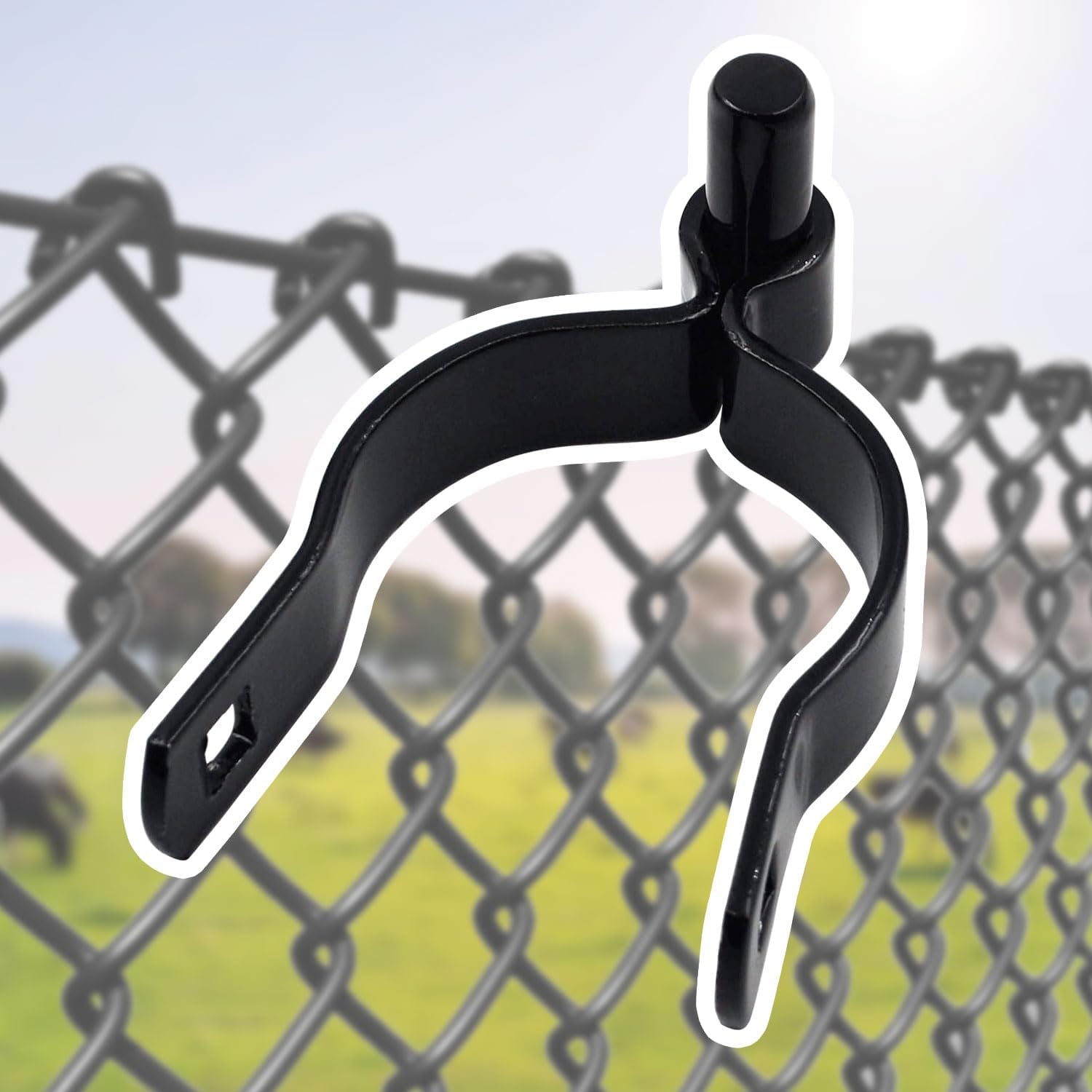 (4 Pack) 2-7/8" Pressed Steel Chain Link Fence Gate Post Hinge, Heavy-Duty Chain Link Fence Male Hinge, with Nut/Bolt - Black