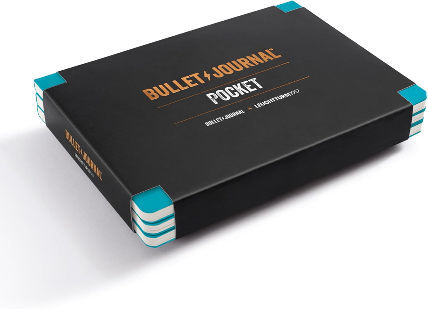 LEUCHTTURM1917 371629 Bullet Journal Pocket, 14.3 x 10.3 cm, 46 Numbered Double Pages, Dotted, Turquoise25, Pack of 3