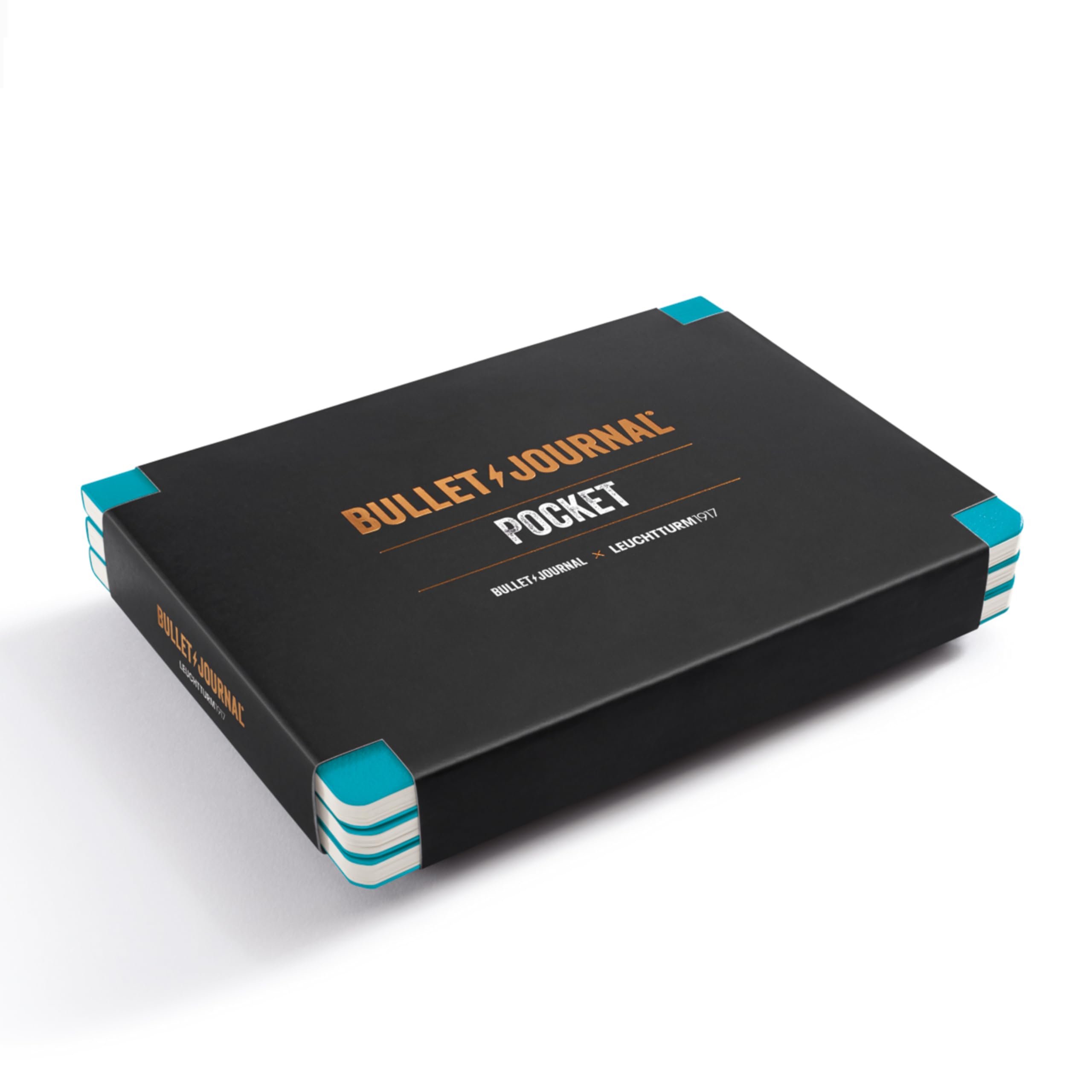 LEUCHTTURM1917 373023 Bullet Journal Pocket, 46 Numbered Double Pages, Dotted, Turquoise25, Pack of 3