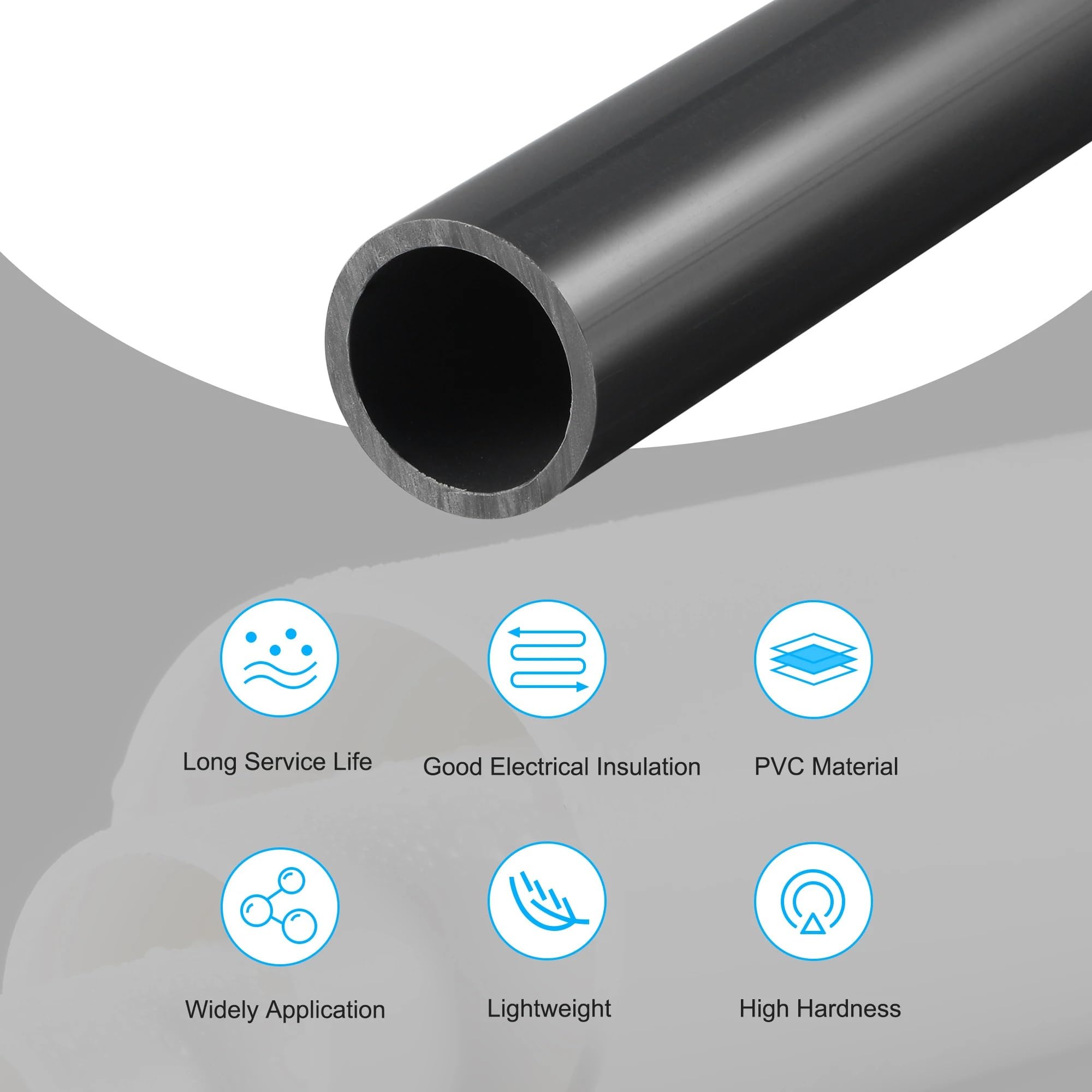 Tubo rígido Transparente de PVC, Tubo rígido de PVC for tubería de Agua, Color Negro, de 0,2 a 0,5 Metros, Varios tamaños.(35.2mmx40mmx0.35m)