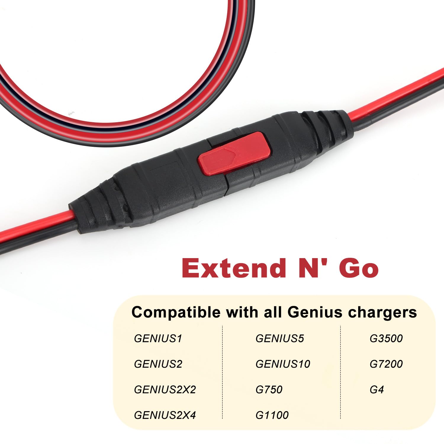 lasuroa 2pcs Battery Charger Extension Cable for NOCO, 10ft/3m GC004 X-Connect Smart Battery Charger Accessories for Genius1/2 G750 G1100 G3500 G7200 and More