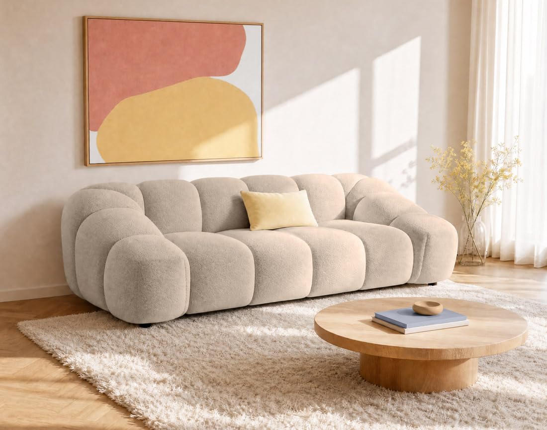 Lisa Design Ava - canapé 3 Places Bubble en Velours texturé