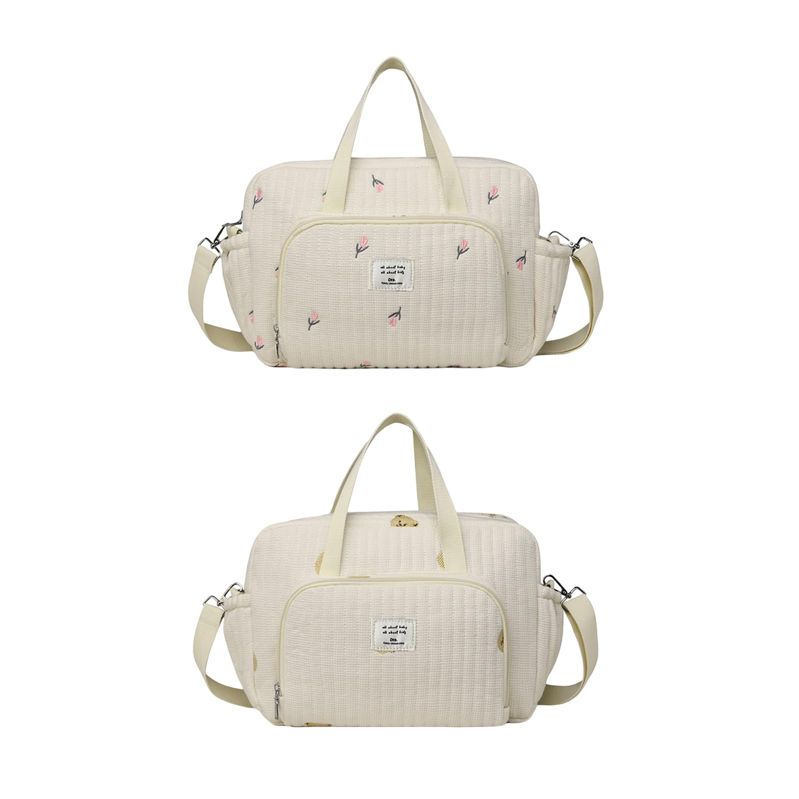 Bolsa de pañales cruzada a prueba de salpicaduras de gran capacidad para colgar en el cochecito de mamá para mujer, hombro de algodón y lino