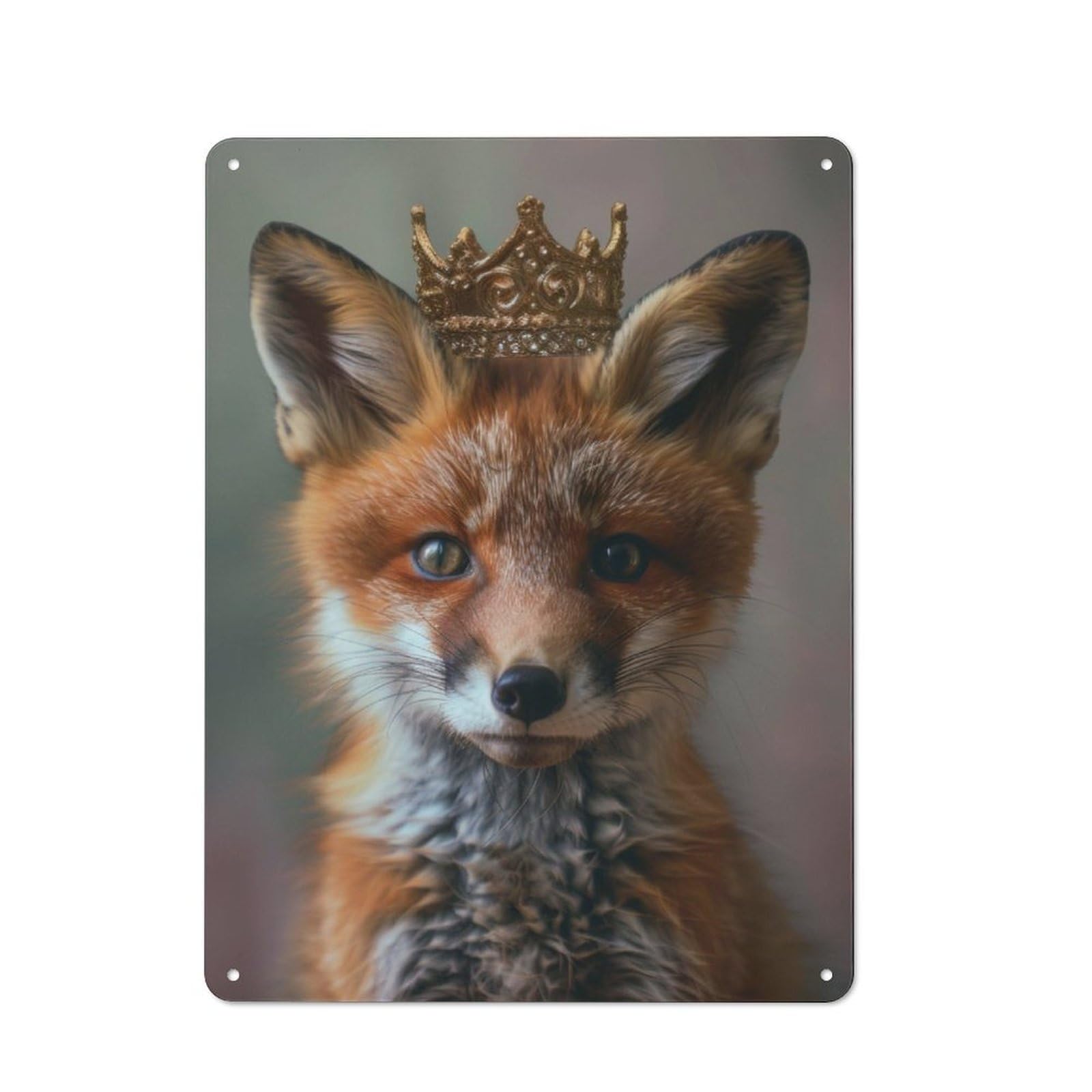 Junmoney Fox King Printed Metal Sign 40X30cm For Café Or Restaurant, For Hospitality Interior Collectors