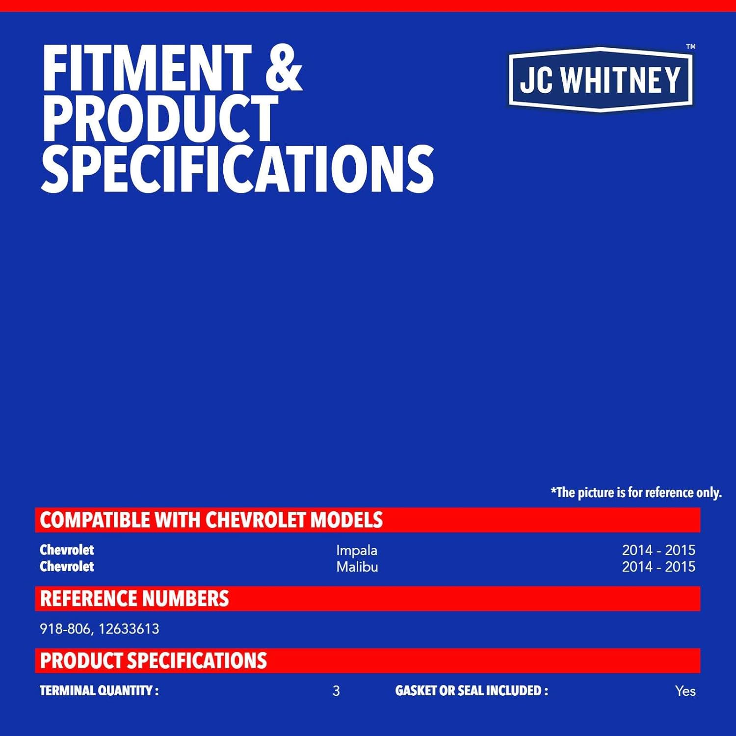 JC Whitney JFBAJCWTCV00063 Engine Variable Valve Timing Solenoid (VVT) - Compatible with Chevrolet Malibu 2014-2015, Impala 2014-2015 - 2.5L