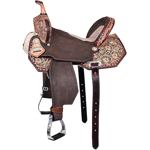 HILASON Western Horse Flex Tree Barrel Trail in American Leather Saddle Brown | for Horses