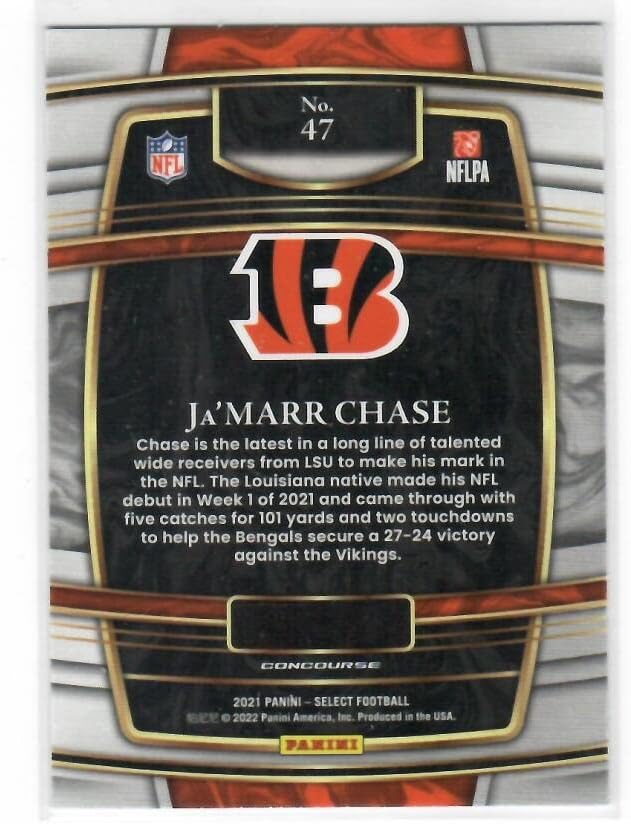Miniatura 2 de 2021 Panini Select #47 Ja'Marr Chase ROOKIE CARD Cincinnati Bengals Concourse NM-MT NFL